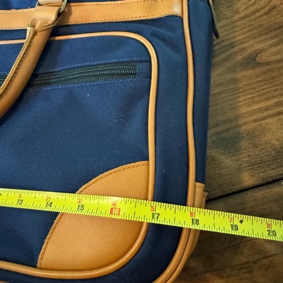 L.L. Bean Vintage Navy Canvas laptop messenger bag case tote w/shoulder strap - Picture 7 of 14